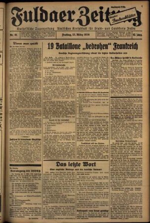Ausgabe vom Freitag, den 13. März 1936.