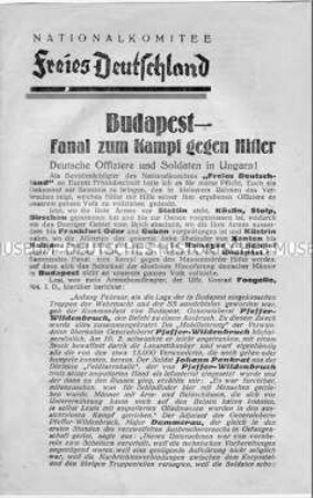 Abwurf-Flugblatt des Nationalkomitees Freies Deutschland für die deutschen Truppen in Ungarn
