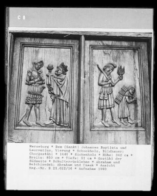 Gestühl der Südseite — Abraham und Melchisedek; Abraham und Isaak