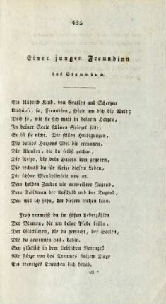 Einer jungen Freundinn ins Stammbuch