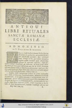 Antiqui Libri Rituales Sanctae Romanae Ecclesiae.