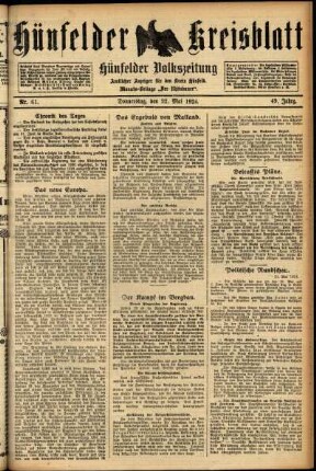 Ausgabe vom Donnerstag, den 22. Mai 1924.