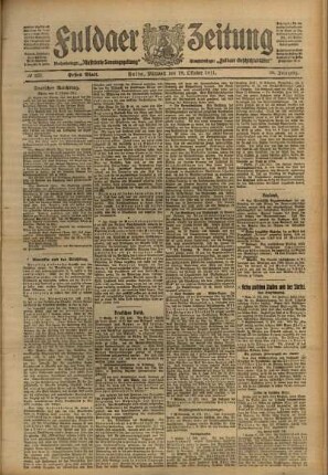 Erste Ausgabe vom Mittwoch, den 18. Oktober 1911.