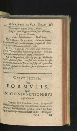 Caput Sextum. De Formulis, quae In Coniunctionibus observandae.
