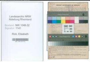 Entnazifizierung Elisabeth Rick , geb. 22.02.1890 (Stadtangestellte)