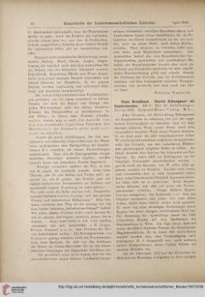 [Rezension von: Hans Wendland, Martin Schongauer als Kupferstecher]