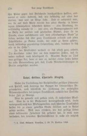 23. Rahel, Bettina, Charlotte Stieglitz