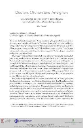 Deuten, Ordnen und Aneignen: Mechanismen der Innovation in der Erstellung hochmittelalterlicher Wissenskompendien