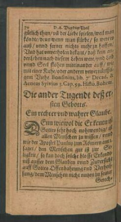Die ander Tugendt deß ersten Gebotts. Ein rechter und wahrer Glaube.