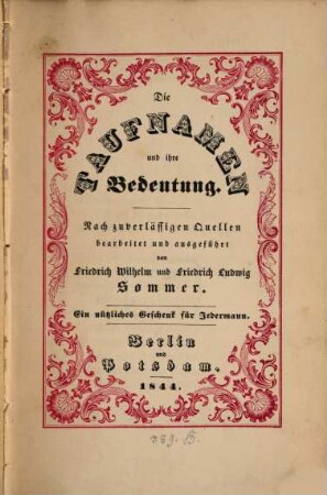 Die Taufnamen und ihre Bedeutung