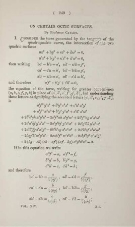On certain octic surfaces.