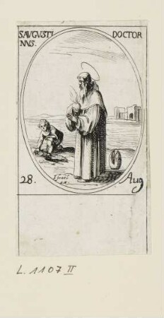 August - Heiliger Augustinus, Blatt 75 der Folge "Les images de tous les saincts et saintes de l'année"