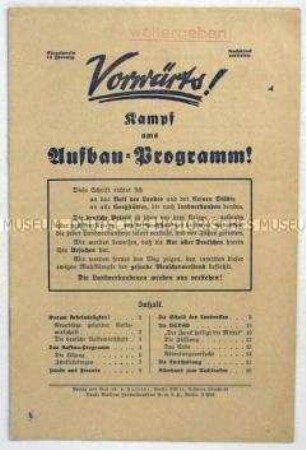 Propagandaschrift der DNVP zur Reichstagswahl im November 1932