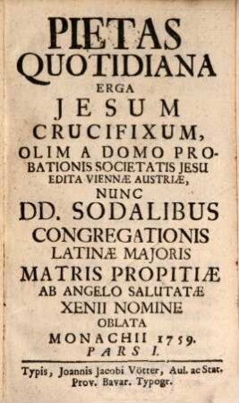 Pietas Quotidiana Erga Jesum Crucifixum, 1