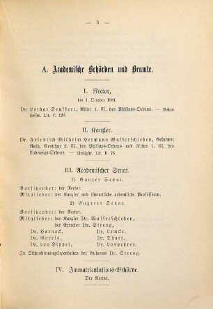 Personalbestand der Großherzoglich Hessischen Ludwigs-Universität zu Gießen. 1881. SS.