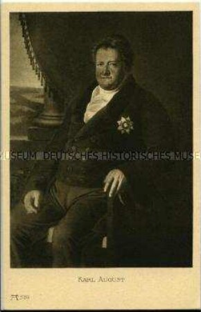 Postkarte mit Kunstreproduktion: Großherzog Karl August von Weimar