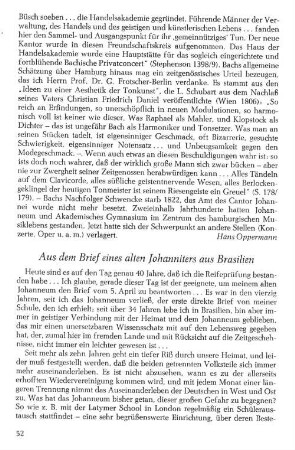 Aus dem Brief eines alten Johanniters aus Brasilien
