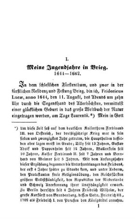 I. Meine Jugendjahre in Brieg. 1644 - 1662.