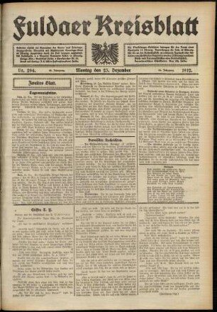 Zweite Ausgabe vom Montag, den 23. Dezember 1912.