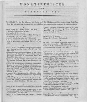 Monatsregister November