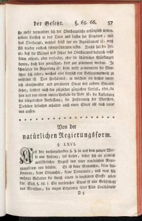Von der natürlichen Regierungsform. - Vom Clima, und den künstlichen Regierungsformen, welche von solchen vorzuziehen sey?