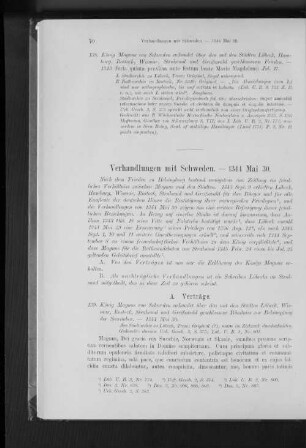 Verhandlungen mit Schweden. - 1344 Mai 30.