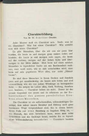 Charakterbildung.