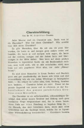 Charakterbildung.