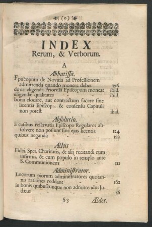 Index Rerum, & Verborum.