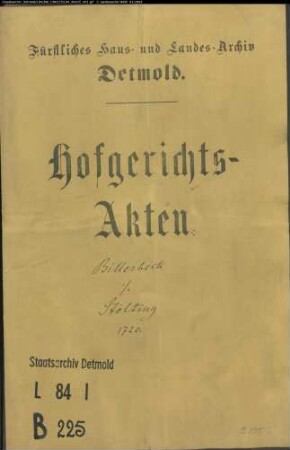 Billerbeck zu Kachtenhausen gegen Stölting zu Kachtenhausen