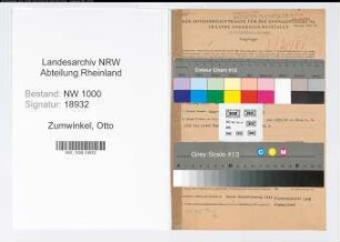 Entnazifizierung Otto Zumwinkel, geb. 04.03.1899 (Kassierer)