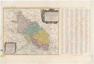 Karte von Schlesien und angrenzenden Ländern, 1:860 000, Kupferstich, 1749