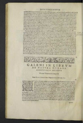 Galeni in librum de natura humana commentarius secundus