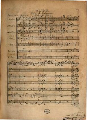 Aline, reine de Golconde : ballet-héroique en trois actes ; représenté pour la première fois, par l'Académie Royale de Musique, le mardy 15 avril 1766