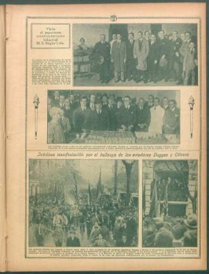 Jubilosa manifestación por el hallazgo de los aviadores Duggan y Olvivero