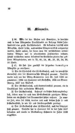 III. Münzwesen