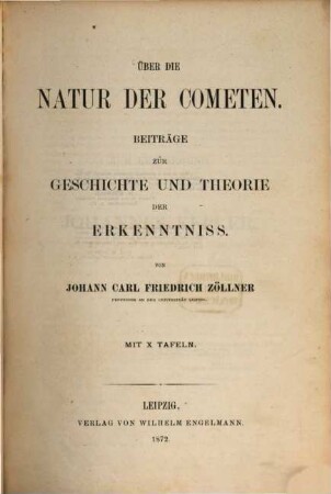 Über die Natur der Cometen : Beiträge zur Geschichte und Theorie der Erkenntniss