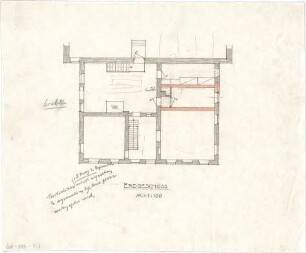 Littmann, Max; Bocksberg; Hofgut, Wirtschafts - und Stallgebäude - Eiskeller (Grundriss EG)