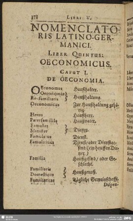 Liber Quintus: Oeconomicus