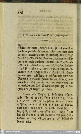 Vorkehrungen in Betreff des Holzmangels