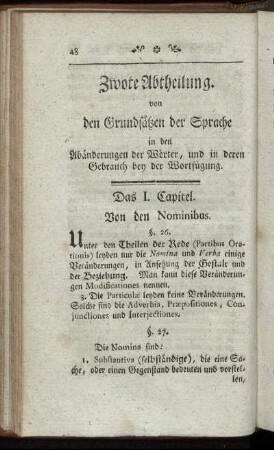 Das I. Capitel. Von den Nominibus.