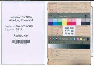 Entnazifizierung Karl Roeber , geb. 20.04.1899 (Dienststellenvorsteher)