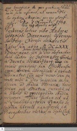 Lebenslauf von Andreas Gangolph Dienemann.