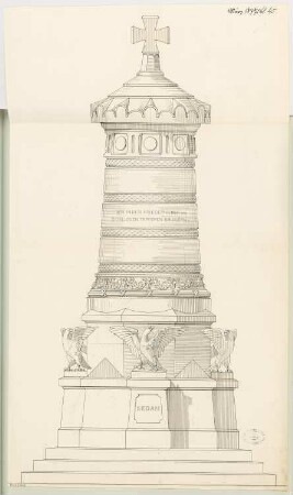 Gefallenendenkmal, Jauer Monatskonkurrenz März 1877: Aufriss Vorderansicht
