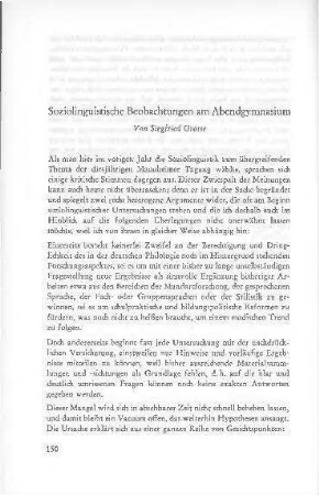 Soziolinguistische Beobachtungen am Abendgymnasium