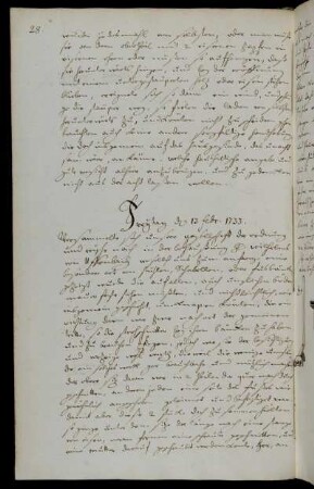 Freytag d 13 febr. 1733.