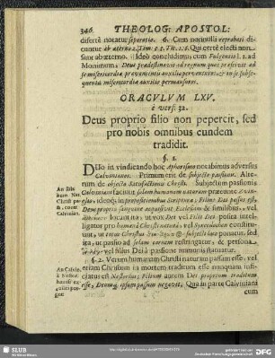 Oraculum LXV. e vers: 32. Deus proprio filio non pepercit, sed pro nobis omnibus eundem tradidit