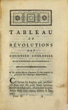 Tableau et Révolutions des Colonies Angloises dans l'Amérique septentrionale, 2