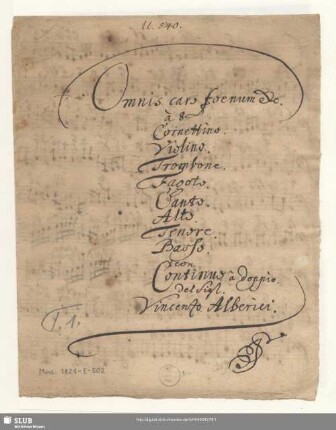 Omnis caro foenum - Mus.1821-E-502 : V (4), i (4), bc
