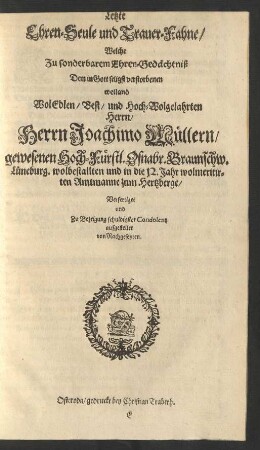 Letzte Ehren-Seule und Trauer-Fahne
